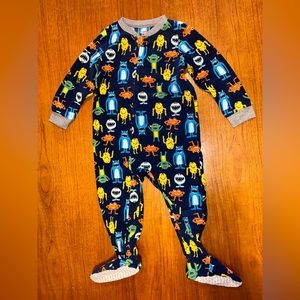 Carter’s | navy blue color monsters fleece one piece footie pyjama